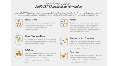 AntiDust Tape Klebeband AD3528 Abdichtband mit Filter für Stegplatten Hohlkammer - Bild 3 von 4
