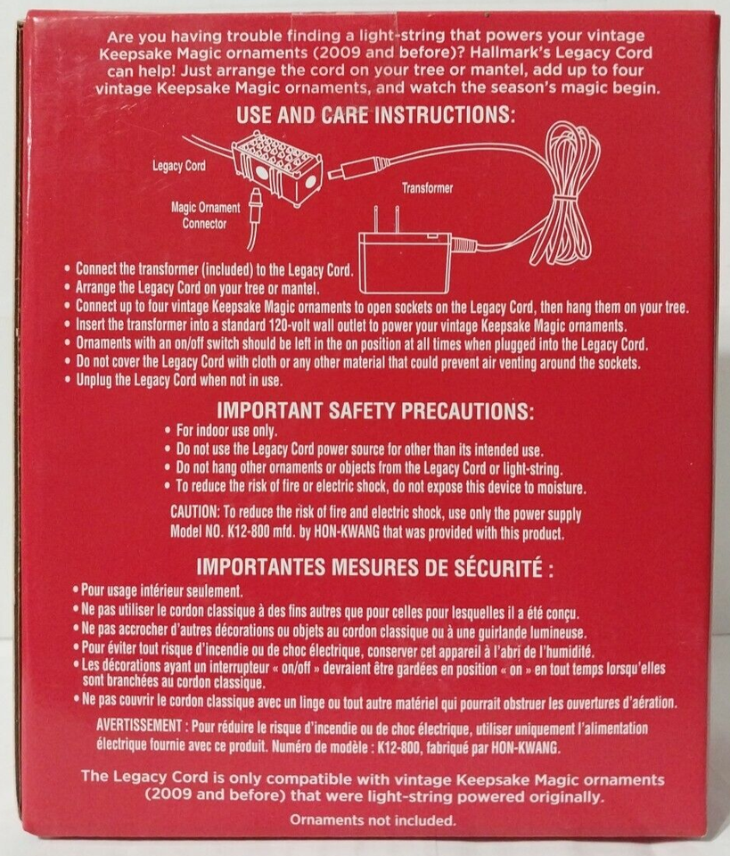 Hallmark Keepsake Legacy Cord Powers Up to 4 Keepsake Magic Ornaments