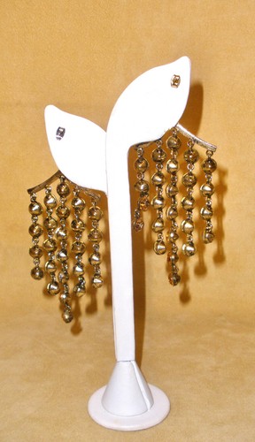Runway oder Drag Chandelier Ohrringe mit klaren, goldenen & Bronze Strasssteinen - Bild 3 von 3
