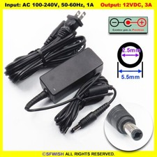 NEW 12VDC/3A AC Power Adapter/Charger 5.5x2.5mm Plug 