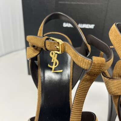 YSL Saint Laurent Tribute Velvet T Strap Platform Sandal 40 YSL Saint Laurent Tribute Velvet T Strap Platform Sandal 40