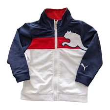EUC Unisex Sport Lifestyle PUMA Red White Navy Blue Track Jacket Size: 18 Months