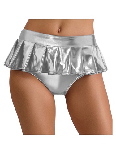 Women’s Flirty Metallic Pleated Festival Ultra Mini Rave Nightclub Hot Skirt - 第 21/78 張圖片
