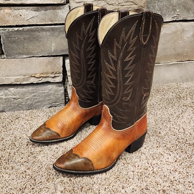 Acme Urban Cowboy Boots Men's Youth Size 5 D Brown Two Tone
