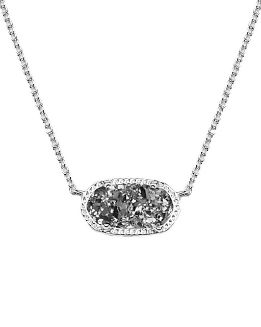 Kendra Scott Darling Elisa Pendant Necklace in Platinum Drusy & Silver