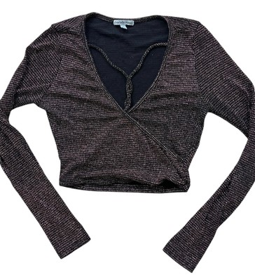 Charlotte Russe Y2K Crop Top Womens Small Pink Metallic Disco Mobwife Goth