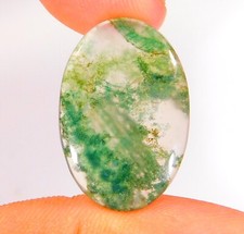 13 Cts Natural Green Moss Agate Oval Cabochon Loose Gemstone 25x17x4 mm CG 0198