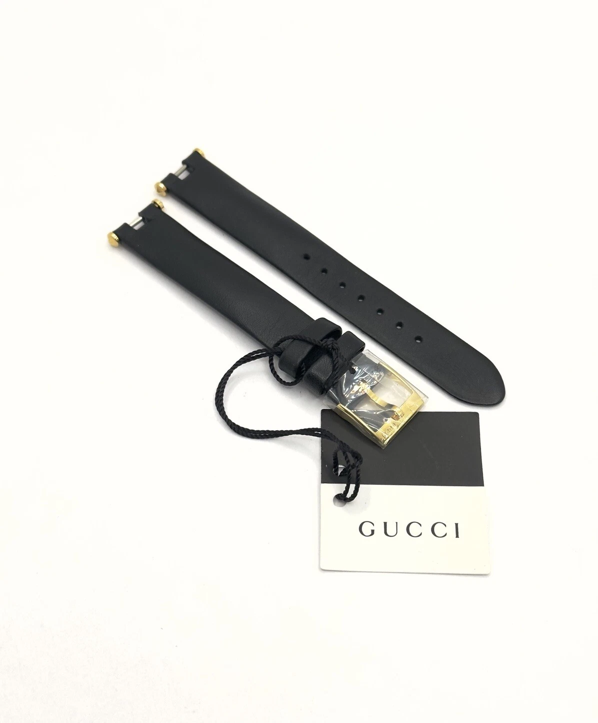 Bracelet en cuir noir véritable Gucci 14 mm pour montre femme YA141404 Diamantissima