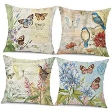 Spring Pillow Covers 18x18 Set of 4 Farmhouse Pillow 18 x 18-Inch