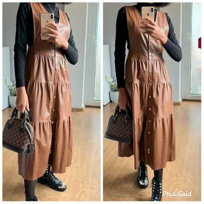 zara leather pinafore