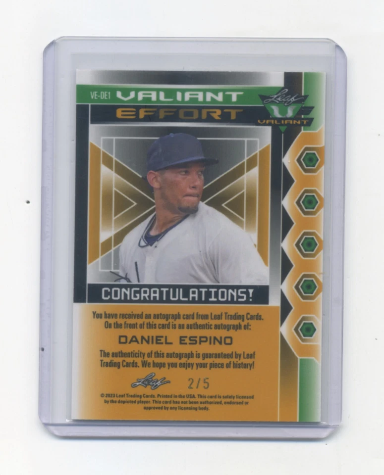 2023 Leaf Eclectic Baseball DANIEL ESPINO AUTO 2/5 VALIANT - Image 2 of 2
