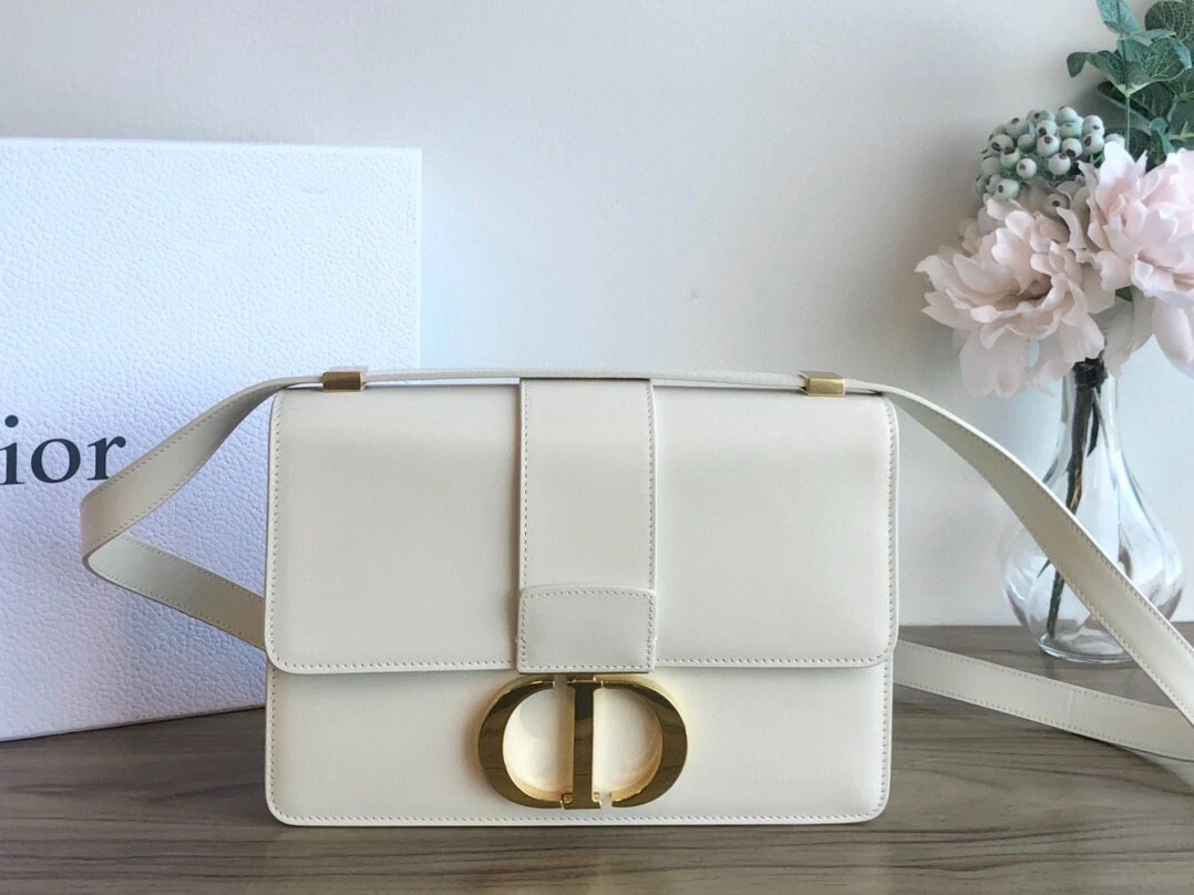 Christian Dior Cream Leather Montaigne 30 Flap Shoulder Bag STYLISHTOP #35 Christian Dior Cream Leather Montaigne 30 Flap Shoulder Bag STYLISHTOP