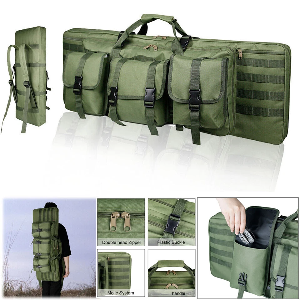 Tactical Double Rifle Bag Gun Range Padded Soft Carbine Backpack Carry Case - Image 4 of 4