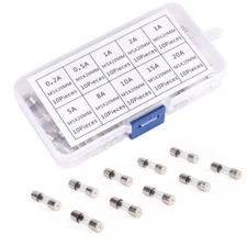 Assorted Kit Of 100pcs Fast Acting Glass Fuses For Electronic Equipment