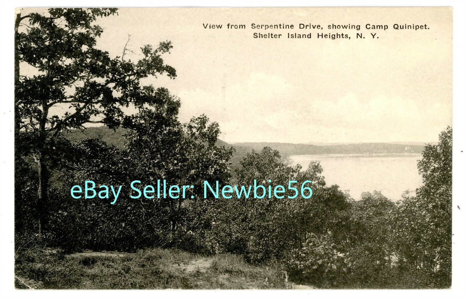 Shelter Island LI NY VIEW FROM SERPENTINE DRIVE AT CAMP QUINIPET