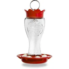 Pennington Glass Red Hummingbird Feeder, 16 oz Nectar Capacity