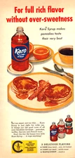 Karo Syrup Pancakes Bacon Coffee Orange Breakfast Vintage Print Ad 1956