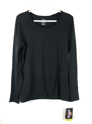 Hot Chillys Women s Black Light Weight Long Sleeve Scoop Neck Top, Size L