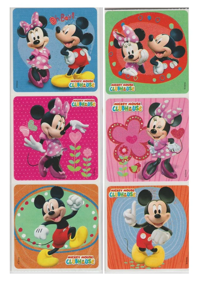 SANDYLION 25 Mickey and Minnie Mouse Glitter Stickers, 2.5" x 2.5" each, Party Favors