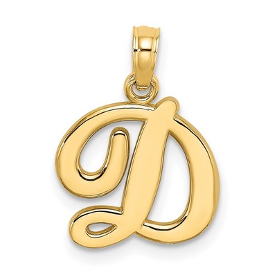14k Gelbgold Schrift Buchstabe D Initiale Anhänger Geschenk für Mutter