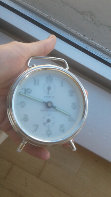 Kienzle 45/6648 REPEAT ALARM INOX HAND-WINDING VINTAGE ALARM CLOCK REVEIL WATCH
