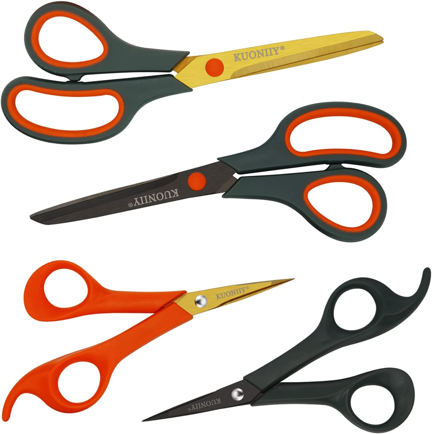 Scissors Set of 4,Pointed Sharp Titanium Scissors,Comfort-Grip Craft Scissors fo-image