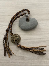 Hag Stone Amulet Tree of Life Pentacle Crescent Moon Protection Talisman