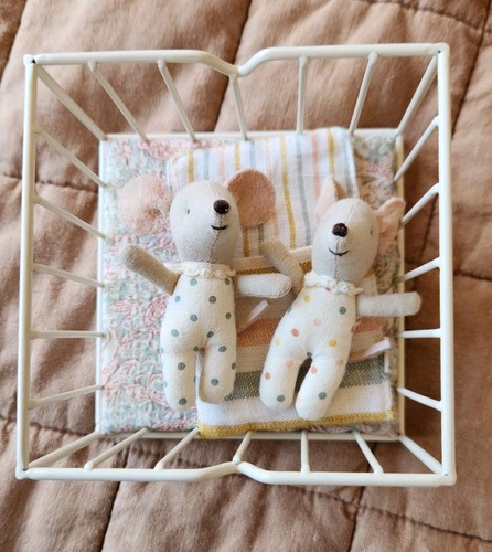 Maileg Twin Baby Mice Without Box And Playpen