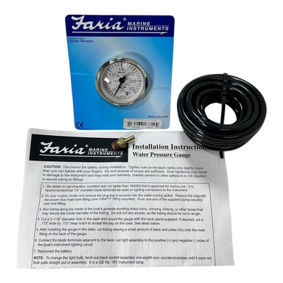 #ad Faria 13812 Marine Water Pressure Gauge Kit 30 PSI Cosmetic Scratch $89.99
