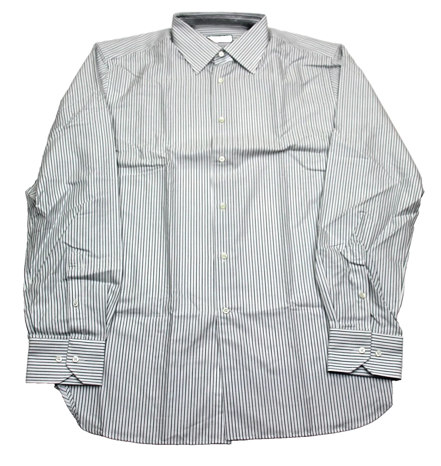 Camisa Corneliani Para Hombre 17 43 Blanco Verde Rayas Hecha en Italia Manga Larga Foto 2 de 4