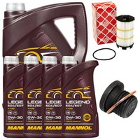 MotoröL Filter Set Mannol 0W-30 504/507 9 Liter + Schraube FüR Audi A6 Avant 4.2