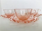 Anchor Hocking Pink Depression Glass  Old Colony Lace Edge Cups & Saucers - 3