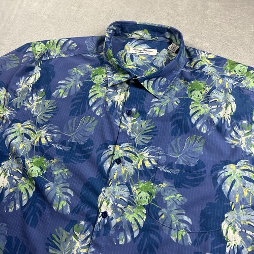 Tommy Bahama Bahama Coast Men Sz 2XLT Blue Floral Print Button Up Beach Shirt