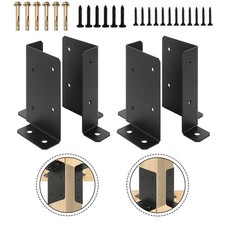 Lot de 4 supports de base réglables pour poteau de clôture de pont en bois et