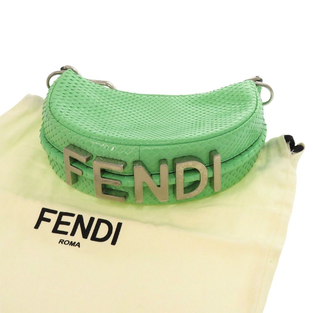 FENDI Nano Fendigraphy 7AS089 Green Mini Hobo Bag w/Dust Bag from