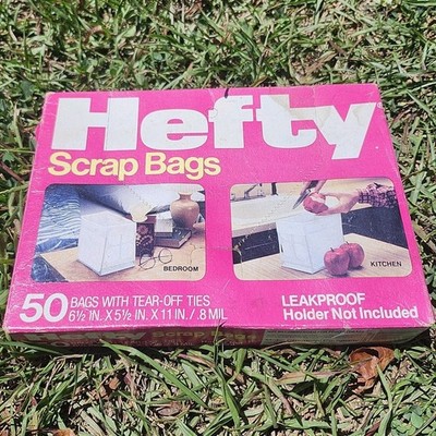 Vintage NOS 1984 Hefty Scrap Bags 50 White Bags Discontinued Open Box No Ties