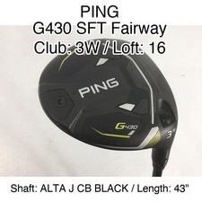 PING G430 SFT Fairway 3W Fairway Wood 16 43" ALTA J CB BLACK Stiff Right-Handed