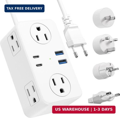 Kakyanill European Travel Plug Adapter, EU/UK/US Travel Plug Adapter Power Strip