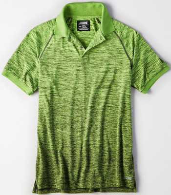 Men's American Eagle AEO Active Flex Reflective Polo Shirt Medium Green - New