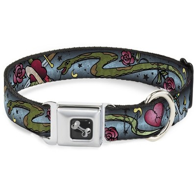 Dog Collar Bone Live Hard Die Young CLOSE-UP Turquoise WIDE-Medium 16-23''