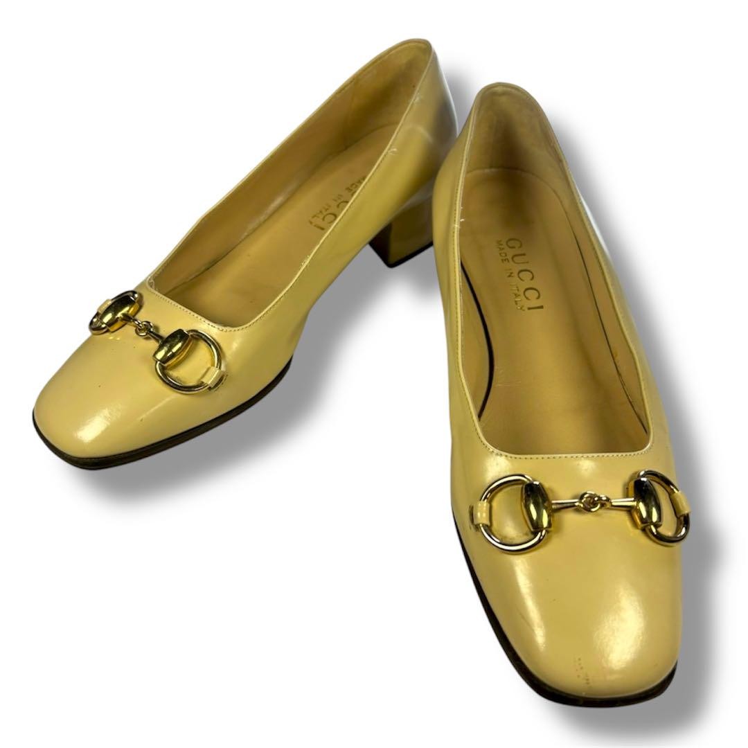Gucci Horsebit Mid Heel Pumps Beige Leather Size 35.5 US About5.5 For Women