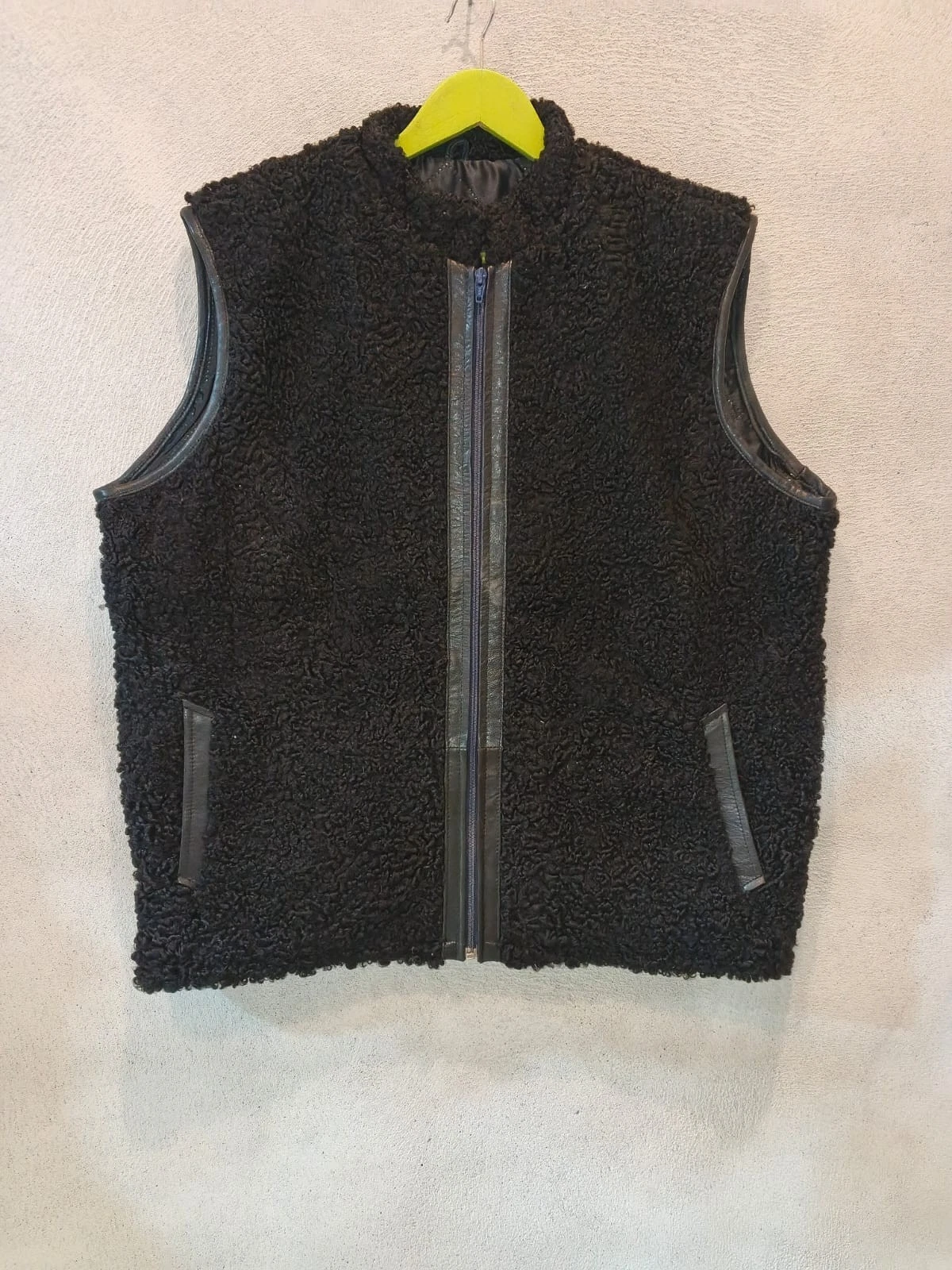 Persian Lambskin Fur Vest Coat Karakul Fur Sleeves Less