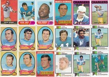 Lot of 177 vintage San Diego Chargers cards with stars & rookies, 1961-1979