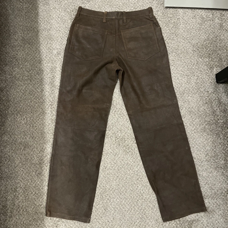 Pantalones de Cuero Tommy Hilfiger Vintage Años 90 Y2K Para Hombre 32 Marrón Moto Actual 32x32 Foto 3 de 4