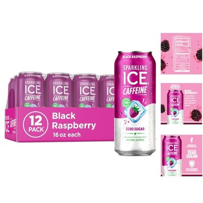 Zero Sugar Caffeine Black Raspberry Sparkling Water with Antioxidants - 12 Count
