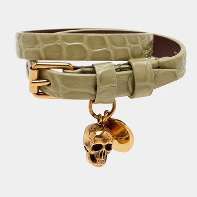 Alexander McQueen Leather Gold Tone Bracelet | eBay