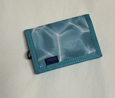 Baggu Nylon Tri-fold Wallet Pool Blue Water Hook & Loop Closure New W Tags