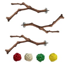 Bird Perches for Cage,3Pcs Parrot Perches Natural Grape Wood Birdcage Stands ...