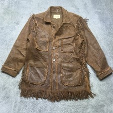 Vintage Scully Leather Jacket Unisex 40 L Brown Fringe Cowgirl Western Rodeo