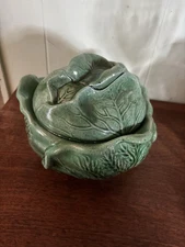 Vtg 1960's Holland Mold Green Lettuce/Cabbage-Shaped Covered Bowl/Tureen W/Lid
